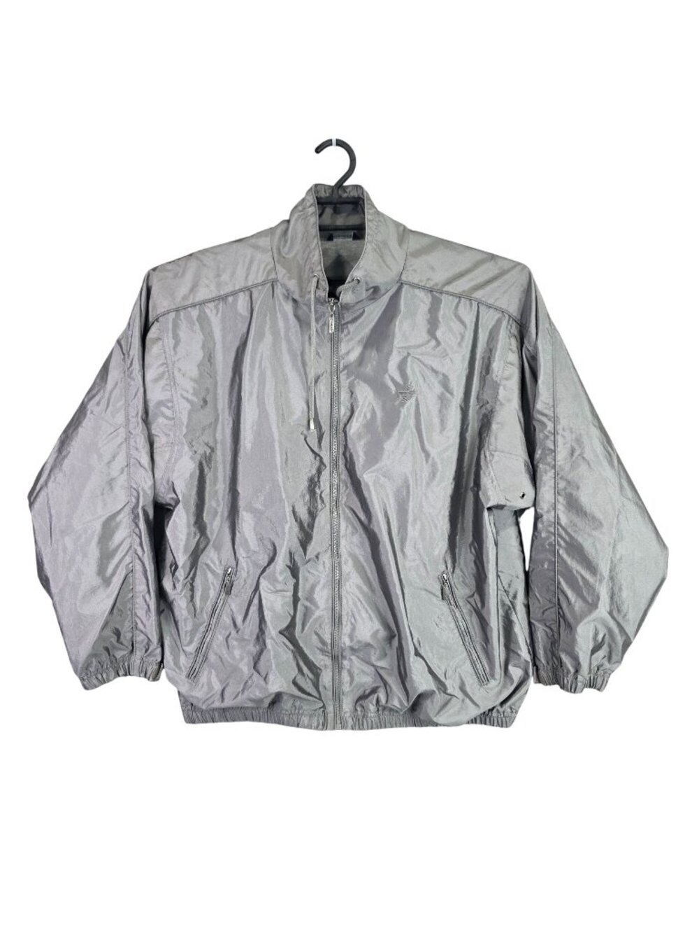 Womens Catalina Gray Full-Zip Windbreaker Jacket Elastic Cuffs & Pockets Size L